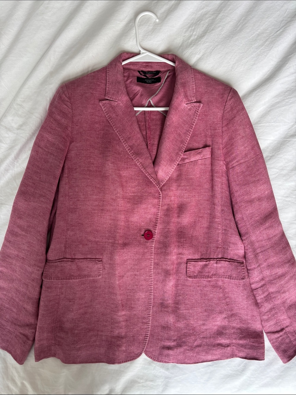 Max Mara Women's Pink Single-Button 100% Linen Blazer